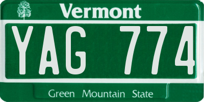 VT license plate YAG774