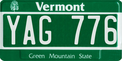 VT license plate YAG776