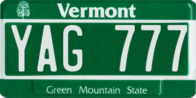 VT license plate YAG777