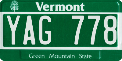 VT license plate YAG778