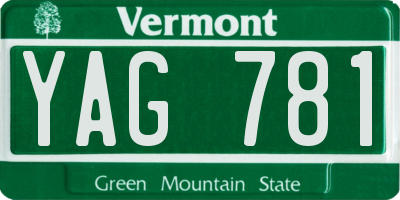 VT license plate YAG781