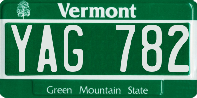 VT license plate YAG782