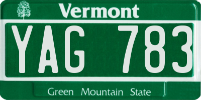 VT license plate YAG783