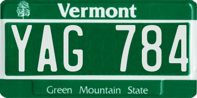 VT license plate YAG784