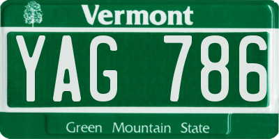 VT license plate YAG786