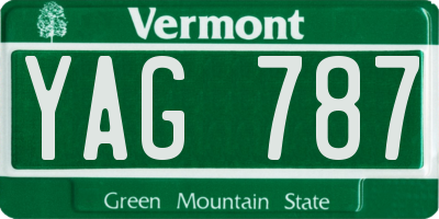 VT license plate YAG787