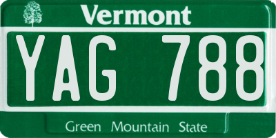 VT license plate YAG788
