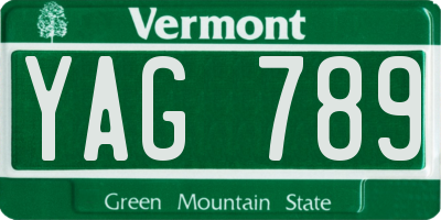 VT license plate YAG789