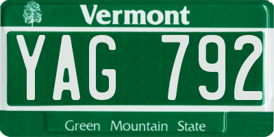 VT license plate YAG792
