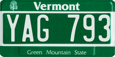 VT license plate YAG793