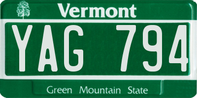 VT license plate YAG794