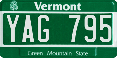 VT license plate YAG795