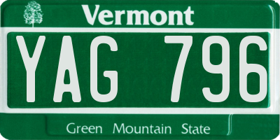 VT license plate YAG796