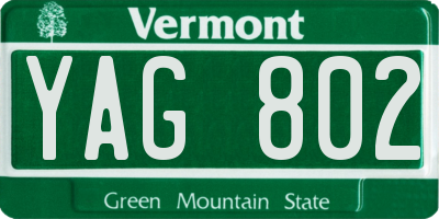 VT license plate YAG802