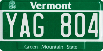 VT license plate YAG804