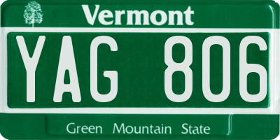 VT license plate YAG806