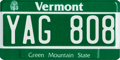 VT license plate YAG808