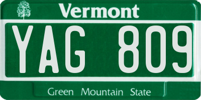 VT license plate YAG809