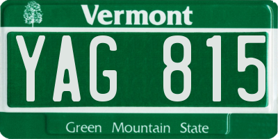 VT license plate YAG815