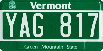 VT license plate YAG817