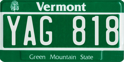VT license plate YAG818