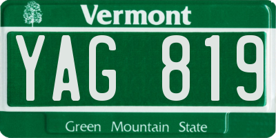 VT license plate YAG819