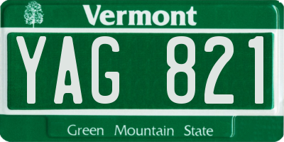 VT license plate YAG821