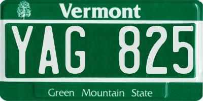 VT license plate YAG825