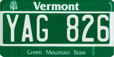 VT license plate YAG826