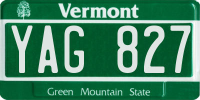 VT license plate YAG827