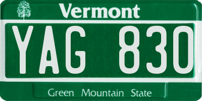 VT license plate YAG830