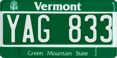 VT license plate YAG833