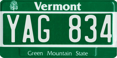 VT license plate YAG834