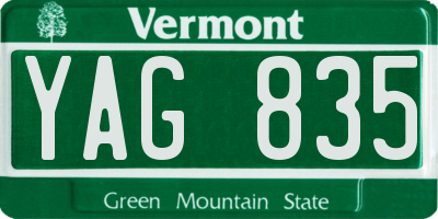 VT license plate YAG835