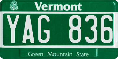 VT license plate YAG836