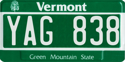 VT license plate YAG838