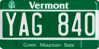 VT license plate YAG840