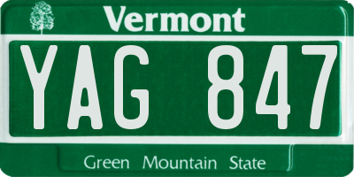VT license plate YAG847