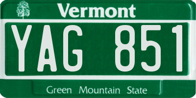 VT license plate YAG851