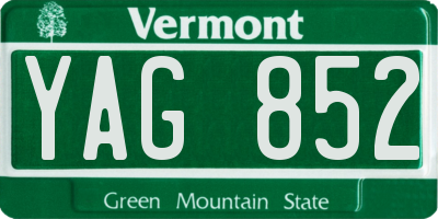 VT license plate YAG852