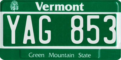 VT license plate YAG853