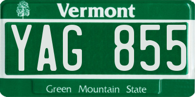 VT license plate YAG855