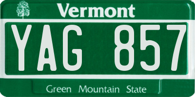 VT license plate YAG857