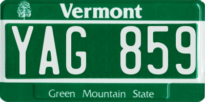VT license plate YAG859