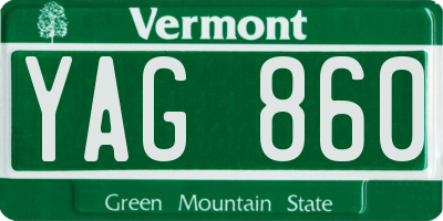 VT license plate YAG860