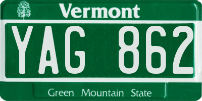 VT license plate YAG862