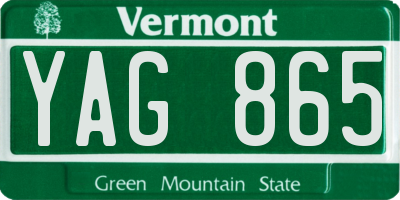 VT license plate YAG865
