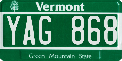 VT license plate YAG868