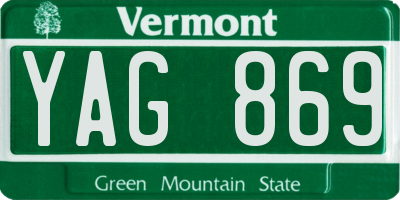 VT license plate YAG869