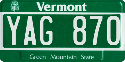 VT license plate YAG870